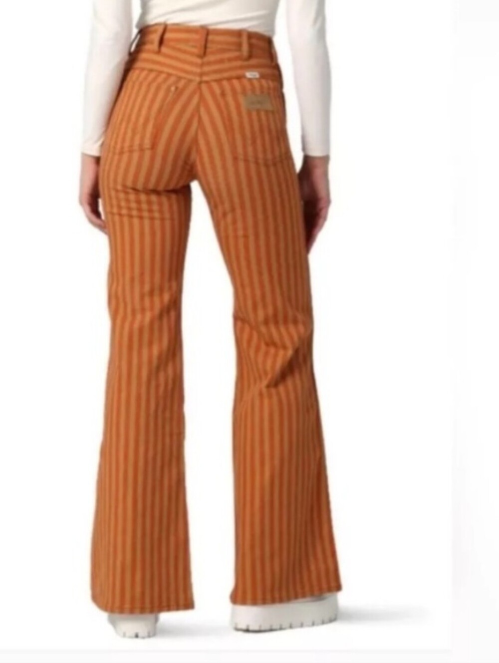 Wrangler Wanderer 622 High Rise Flare Orange Stripe Festival Jeans NWT - Picture 4 of 11
